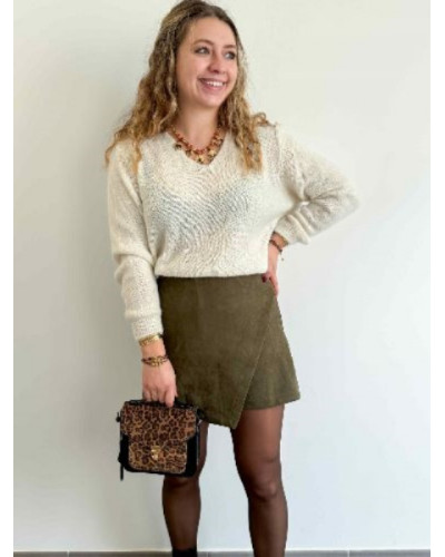 Jupe-short asymétrique kaki