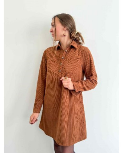 Robe velours camel