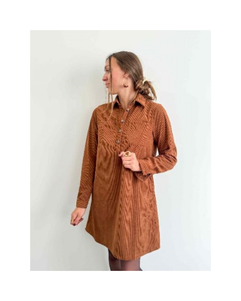 Robe velours camel
