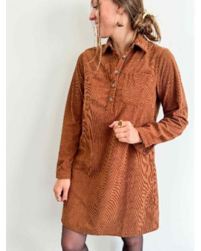 Robe velours camel