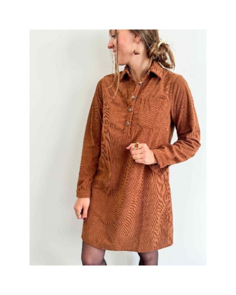 Robe velours camel