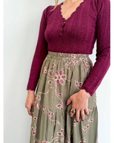 Pull fin bordeau