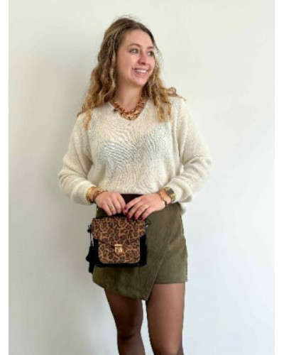 Jupe-short asymétrique kaki