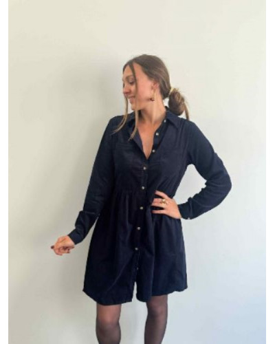 Robe velour bleu marine