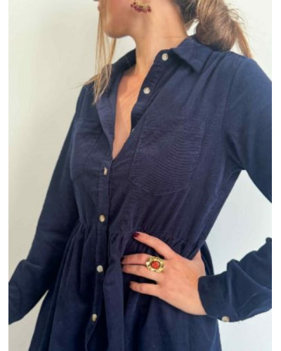 Robe velour bleu marine
