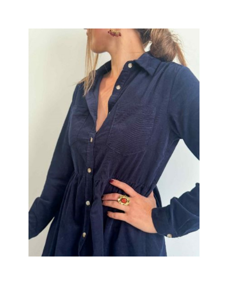 Robe velour bleu marine