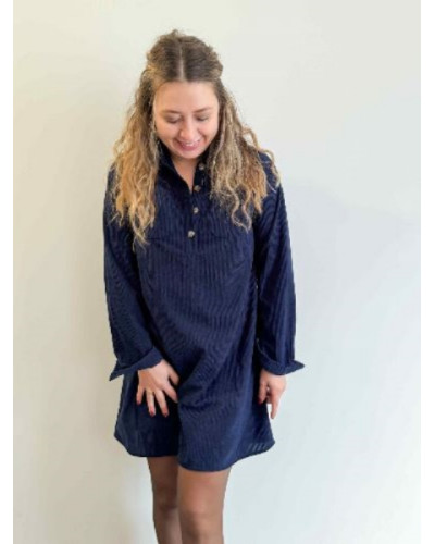 Robe velour bleu marine