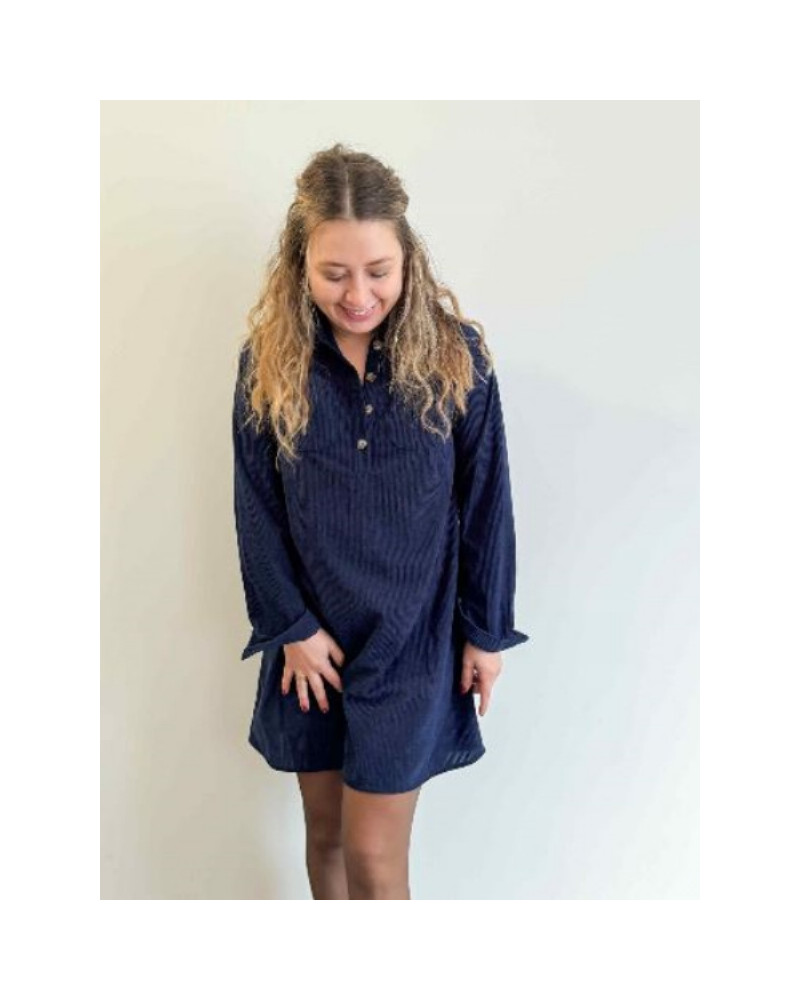 Robe velour bleu marine