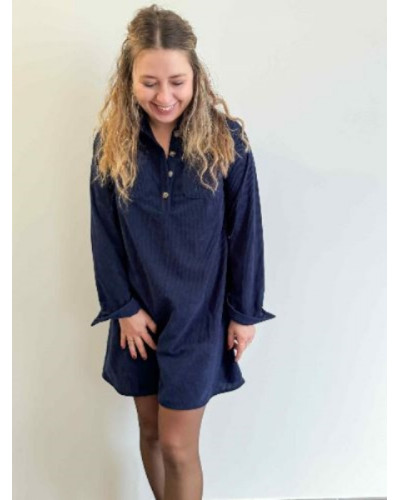 Robe velour bleu marine