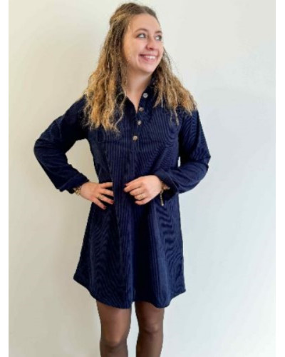 Robe velour bleu marine