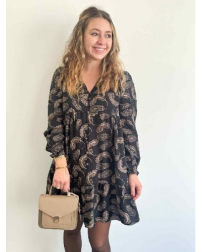 Robe noire feuillage fluide