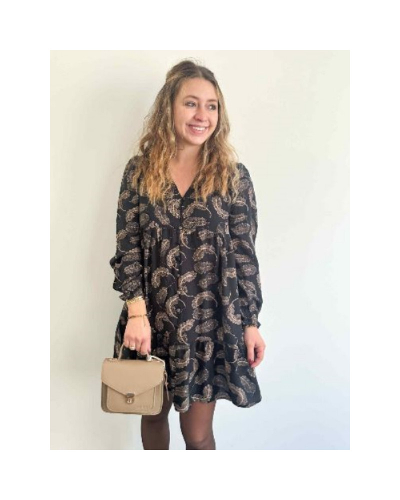 Robe noire feuillage fluide