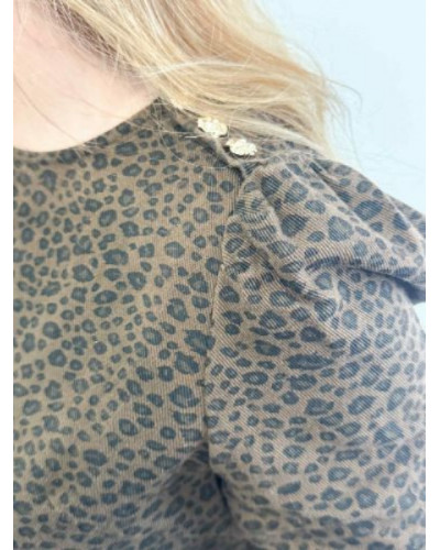 Robe en jeans leopard - Col rond