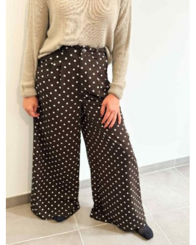 Pantalon pois marron