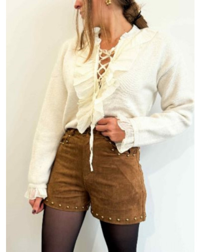 Short suédine camel