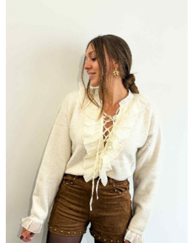 Short suédine camel