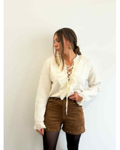 Short suédine camel
