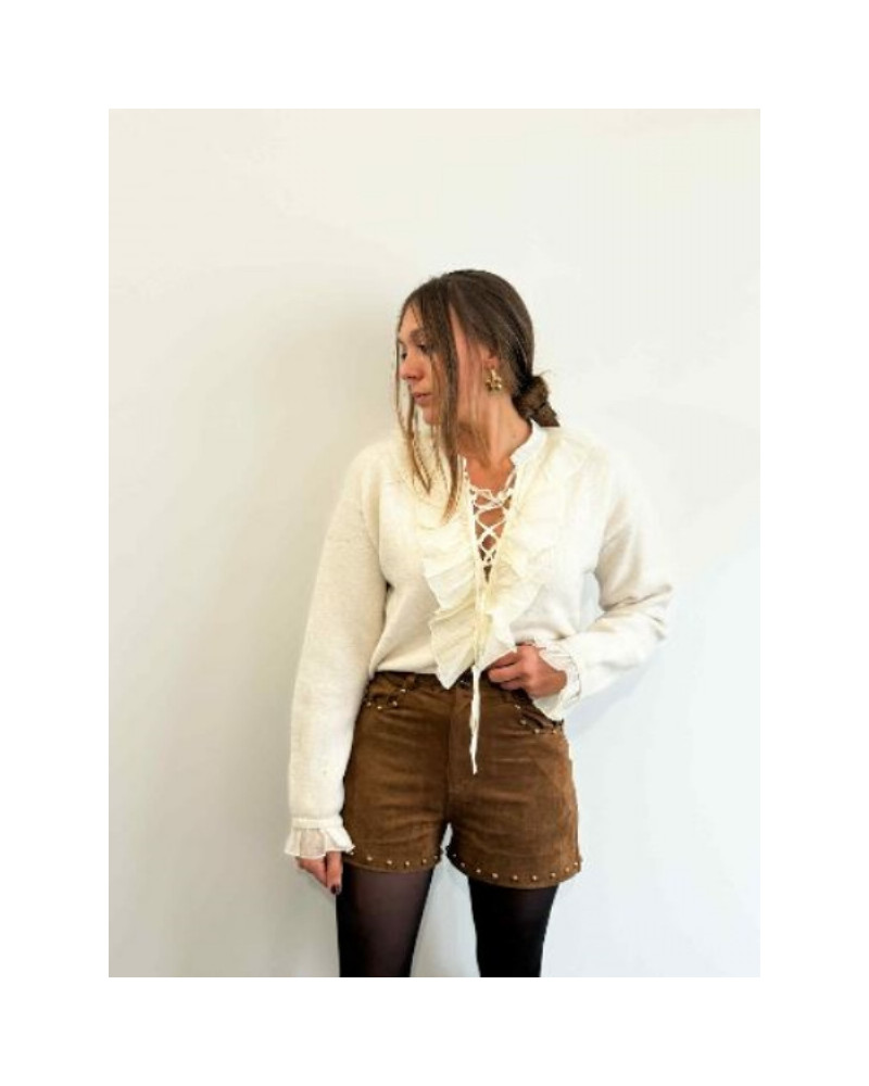 Short suédine camel