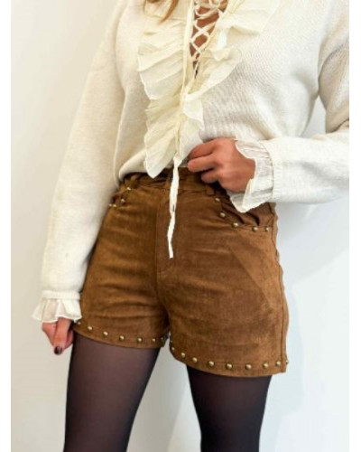 Short suédine camel