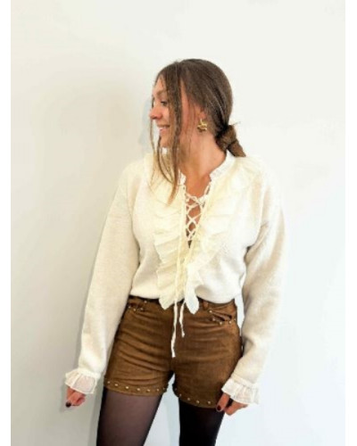 Short suédine camel