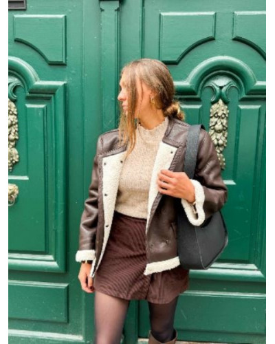 Manteau semili marron 