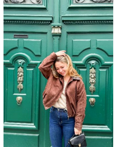 Veste bombers suédine chocolat