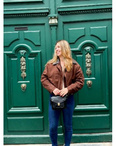 Veste bombers suédine chocolat