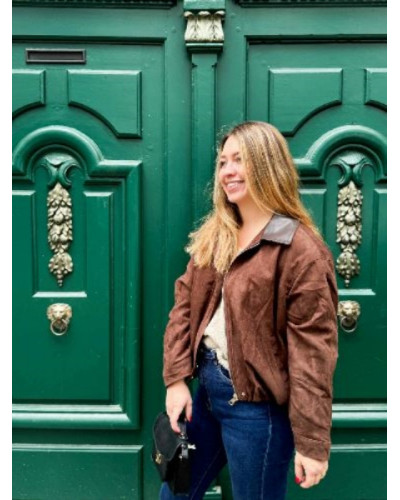 Veste bombers suédine chocolat