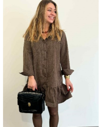 Robe à carreaux marron