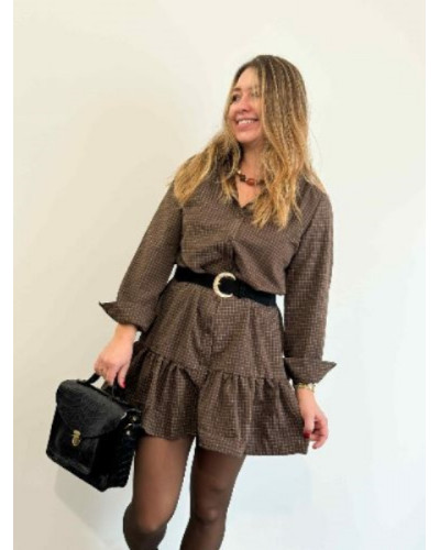 Robe à carreaux marron