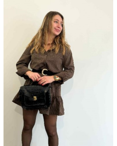 Robe à carreaux marron