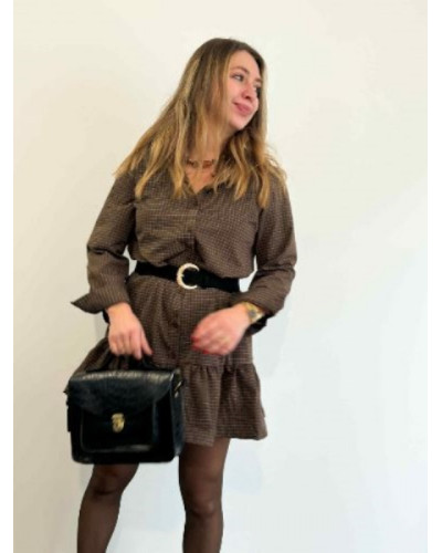 Robe à carreaux marron