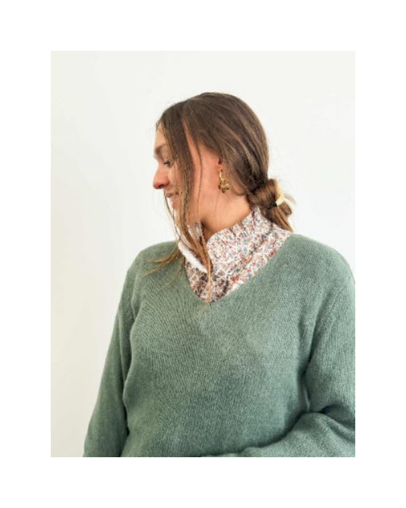 Pull col V - Kaki