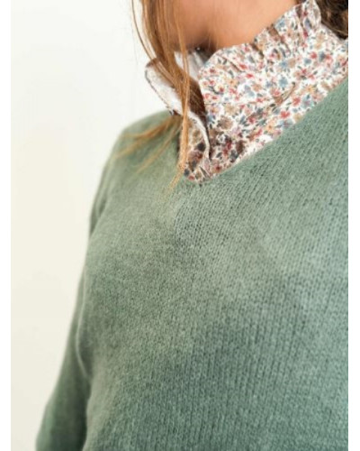 Pull col V - Kaki