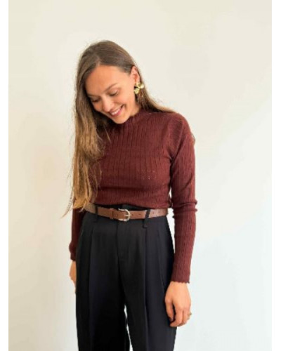 Pull ajouré - Brique