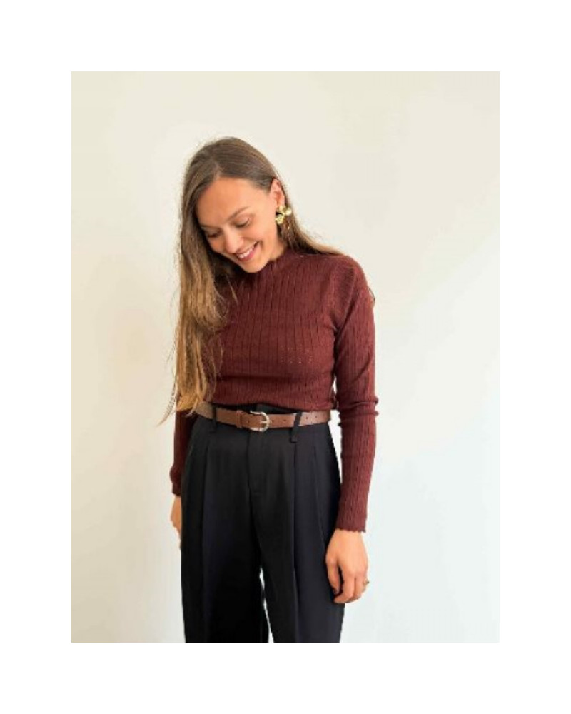 Pull ajouré - Brique