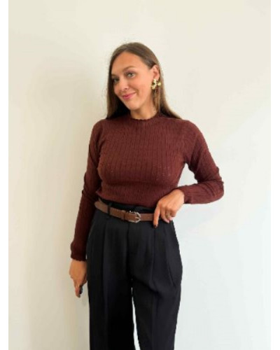 Pull ajouré - Brique