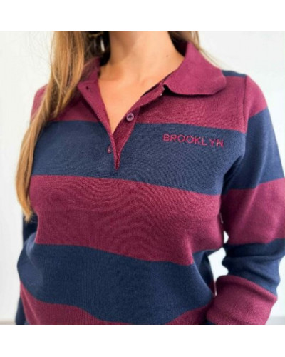 Pull Brooklyn - Marine et bordeau