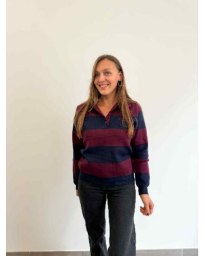 Pull Brooklyn - Marine et bordeau