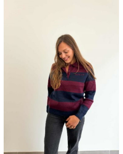 Pull Brooklyn - Marine et bordeau