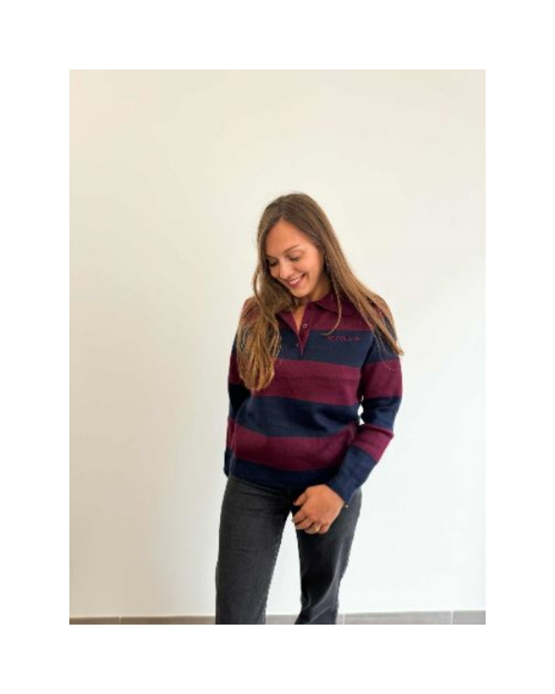 Pull Brooklyn - Marine et bordeau