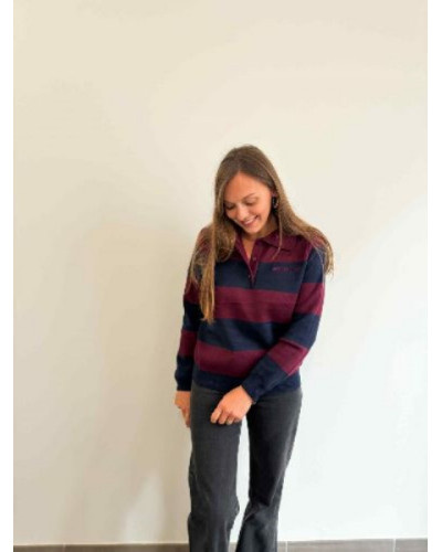 Pull Brooklyn - Marine et bordeau
