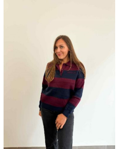 Pull Brooklyn - Marine et bordeau