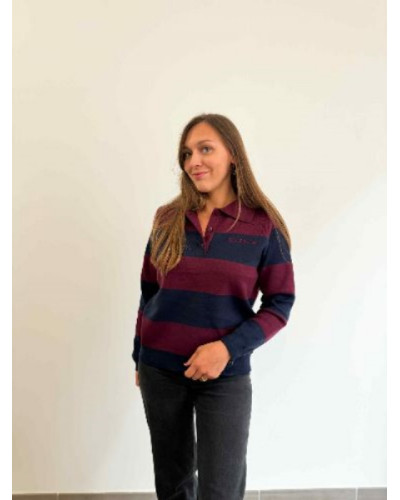 Pull Brooklyn - Marine et bordeau