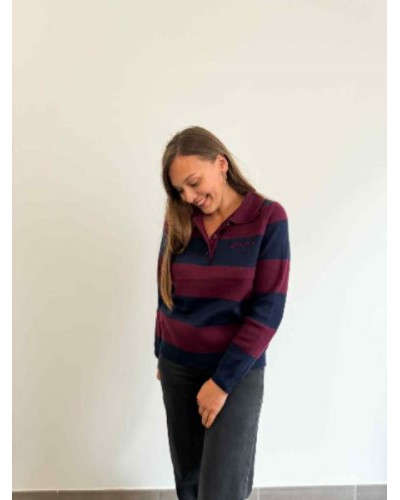 Pull Brooklyn - Marine et bordeau