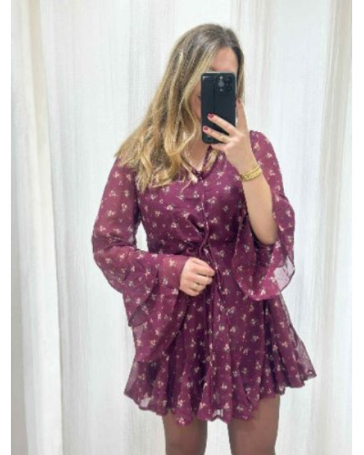 Robe bordeau fleurie