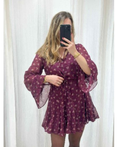 Robe bordeau fleurie