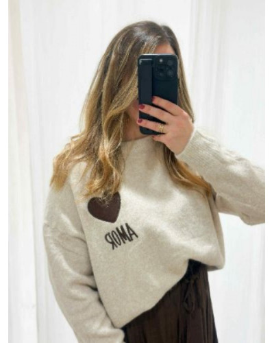 Pull beige amor
