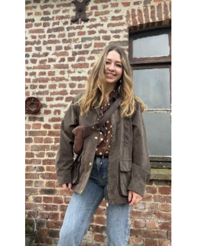 Blouse Fluide à Pois Marron et Beige – Élégance Légère et Intemporelle