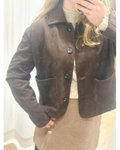 Veste Droite Suédine Marron | Élégance Moderne et Confort